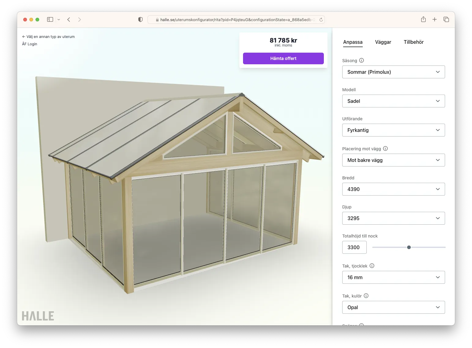 Example of configurator from Halle