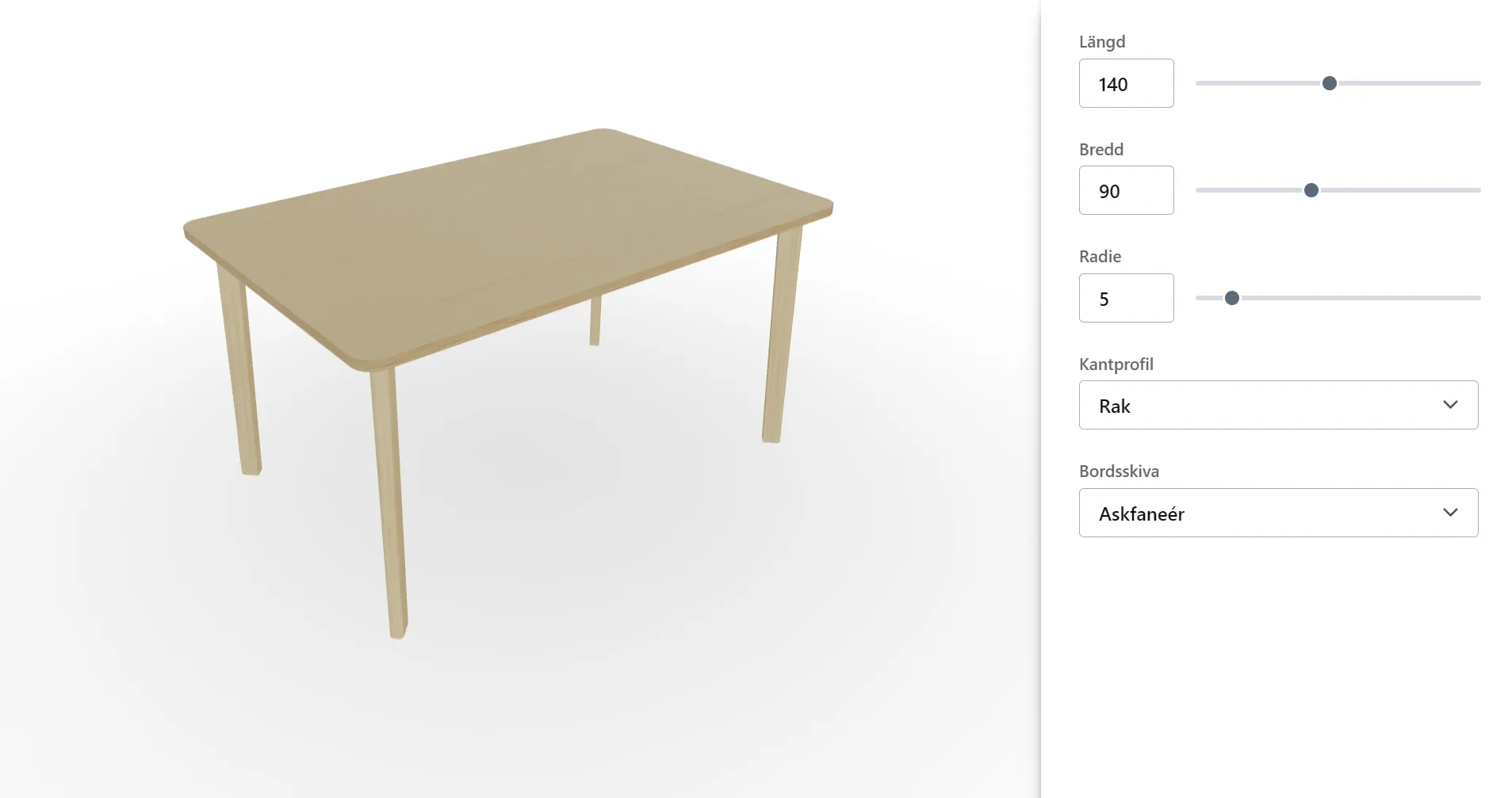 Product Configurator Table