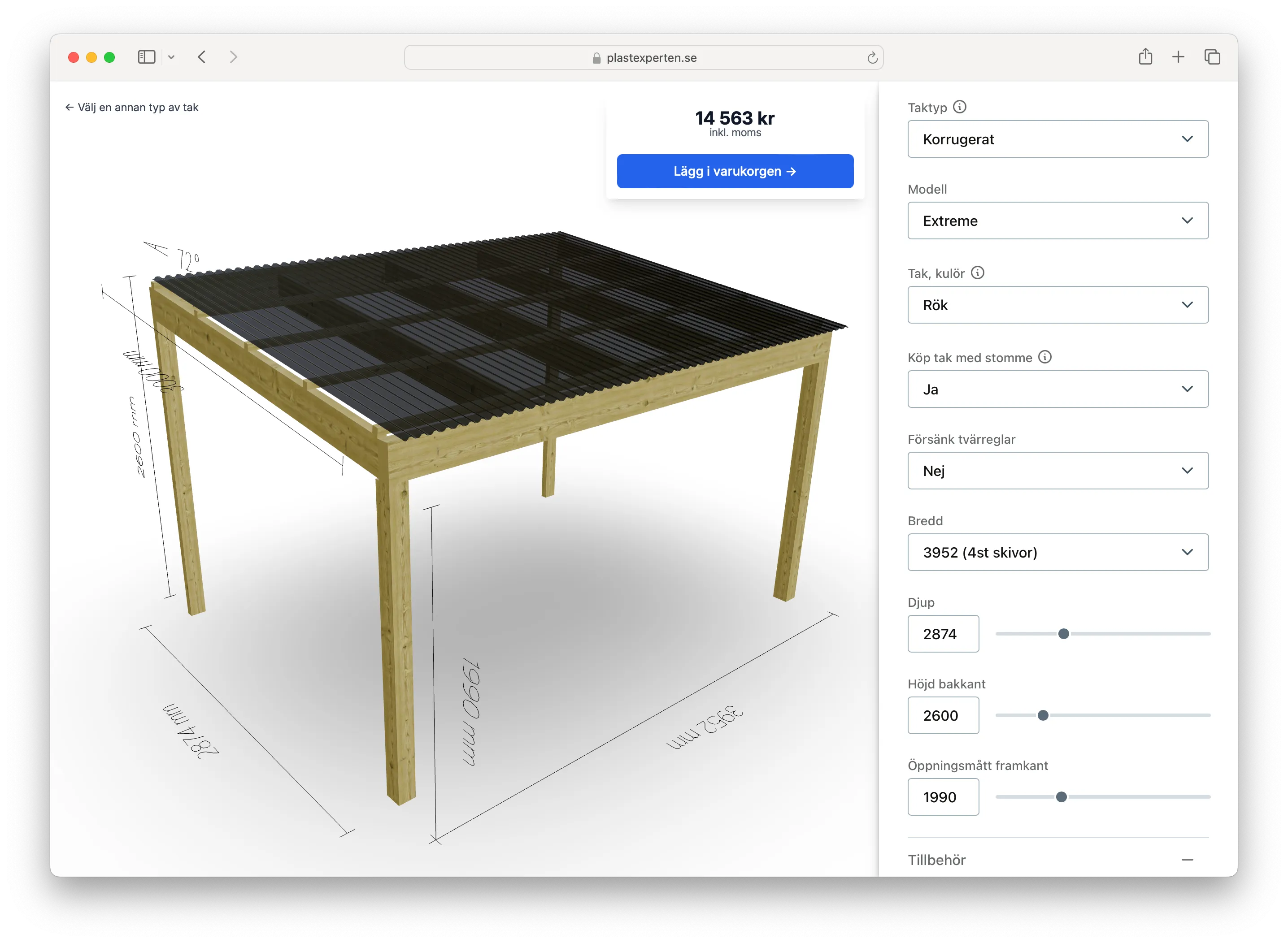 Picture of the plastic roof configurator